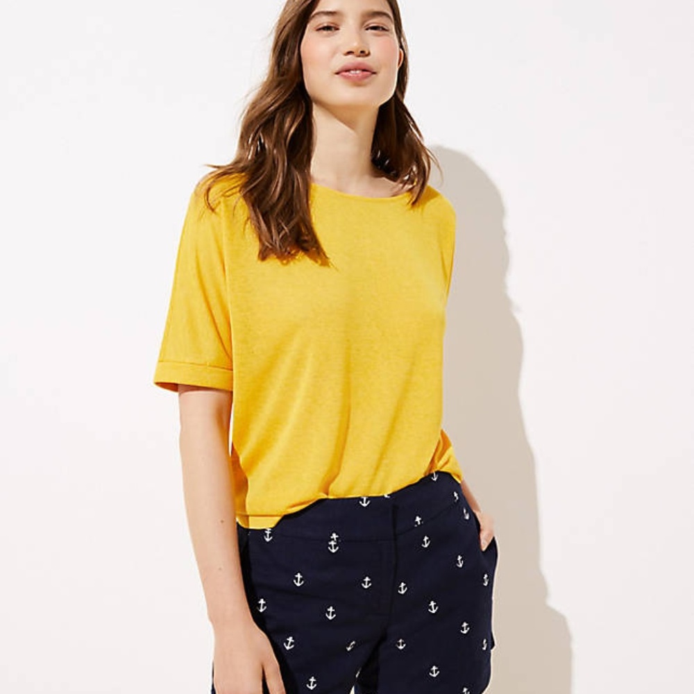 LOFT Women's Anchor‎ Embroidered Shorts 4" Inseam